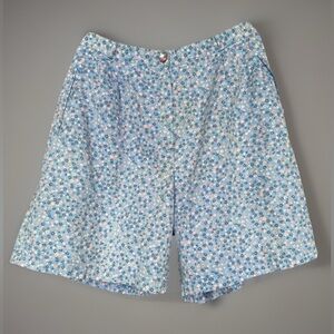 Cricket Lane Vintage Cotton High Rise Wide Leg Shorts Blue/Pink Floral Pocket 16
